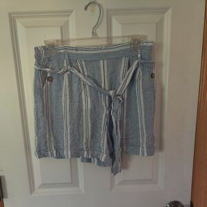 Angie Blue and White Striped High Waist Shorts
